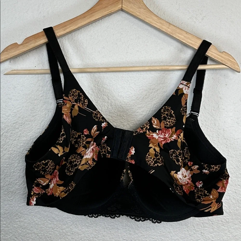 Torrid Curve Floral Leopard‎ Skull Padded Underwire Bra 40C Black